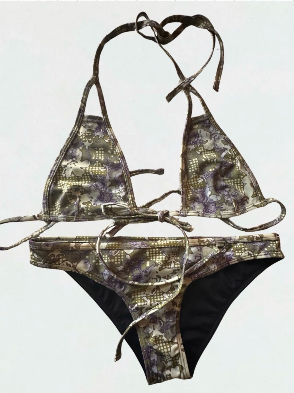 Oakley Women’s Floral Tie-Back Triangle Bikini in Olive Green